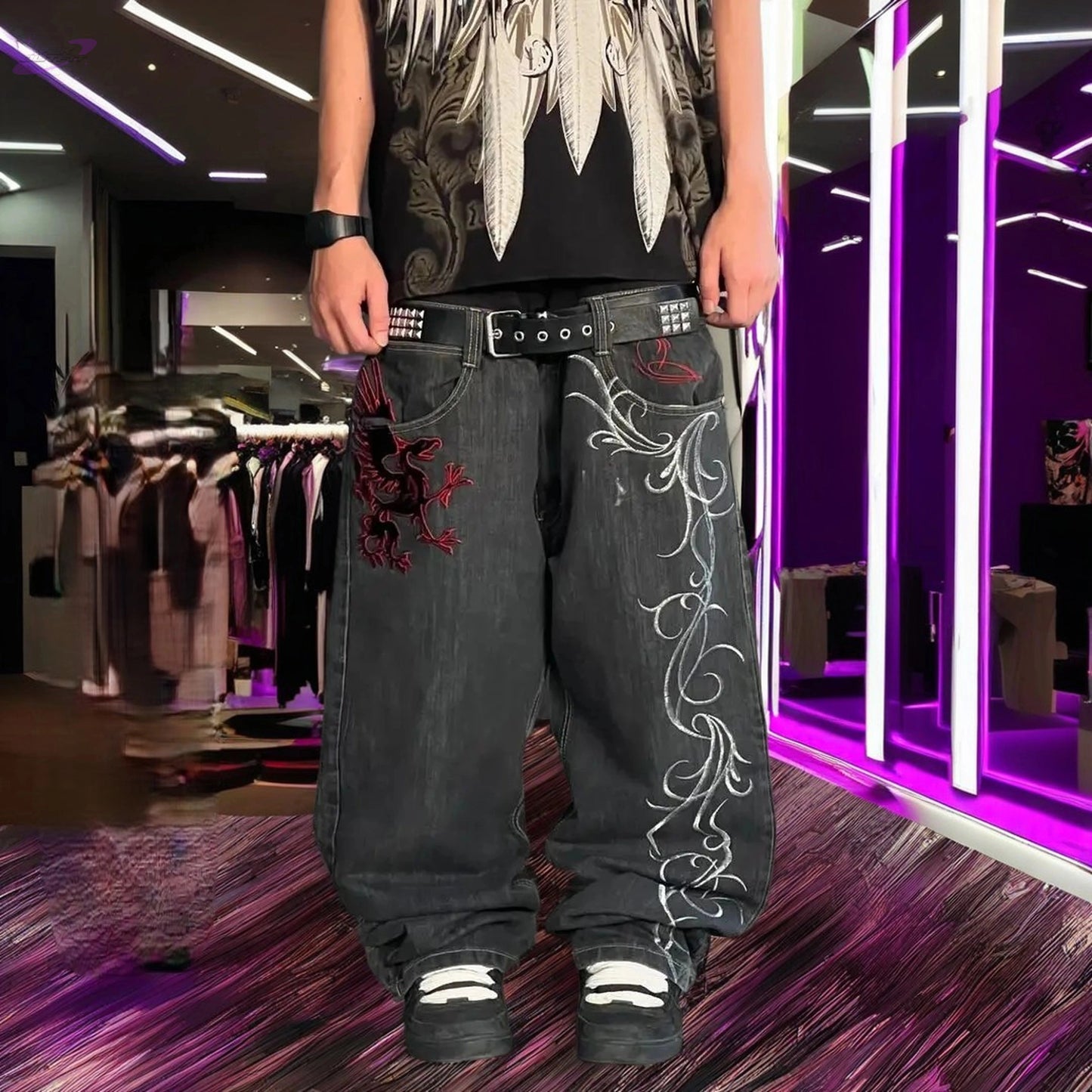 Jean baggy noir Y2K Rétro Y2K Outfit