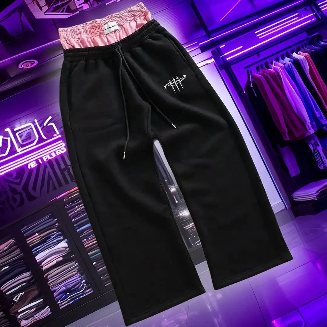 Y2kHarajuku rétro pantalon droit ample hommes pantalon de survêtement pantalon personnalisé jambe fermeture éclair broderie design hip hop pantalons décontractés y2k-outfit