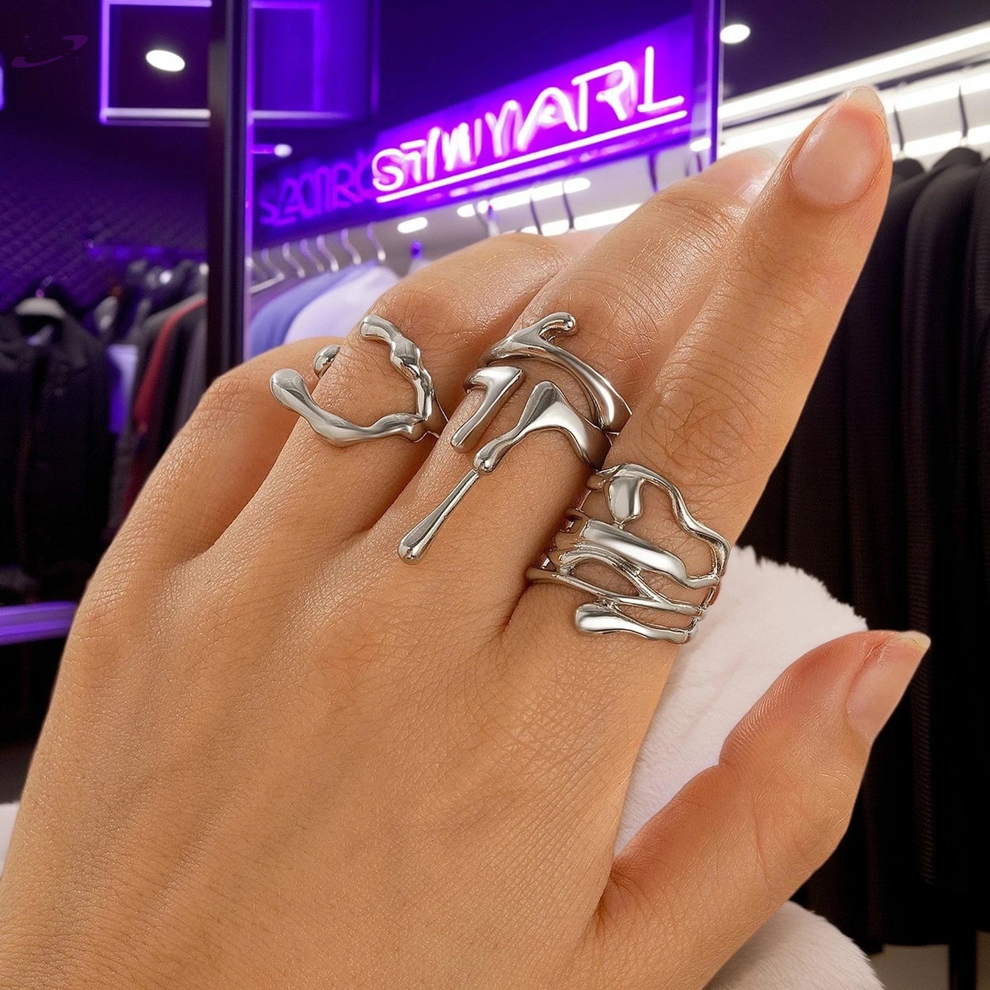 Bague Y2K Ouverte en Lave Irrégulière Y2K Outfit