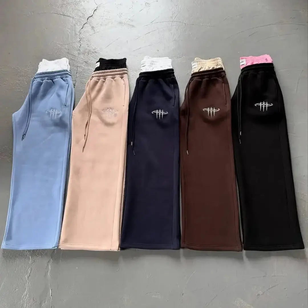 Y2kHarajuku rétro pantalon droit ample hommes pantalon de survêtement pantalon personnalisé jambe fermeture éclair broderie design hip hop pantalons décontractés y2k-outfit