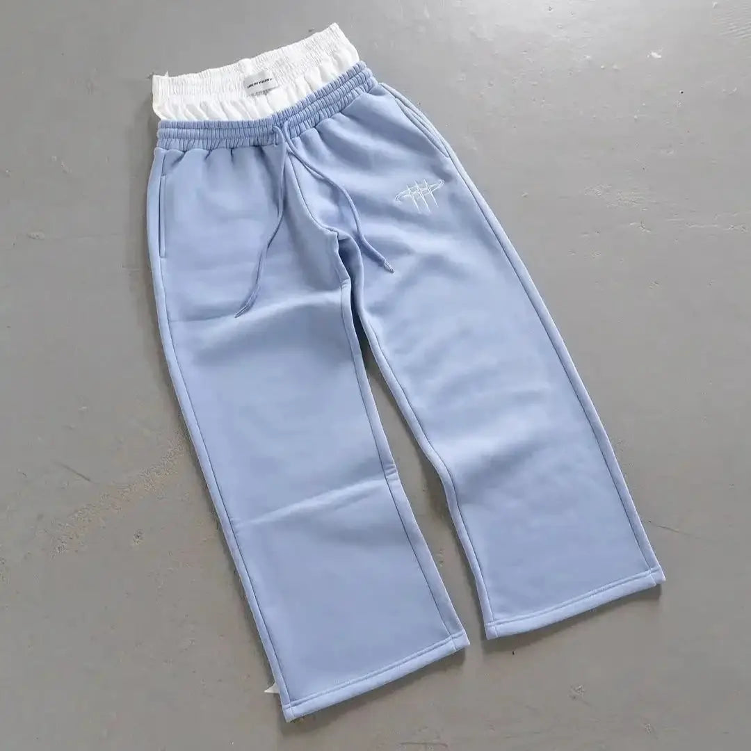 Y2kHarajuku rétro pantalon droit ample hommes pantalon de survêtement pantalon personnalisé jambe fermeture éclair broderie design hip hop pantalons décontractés y2k-outfit