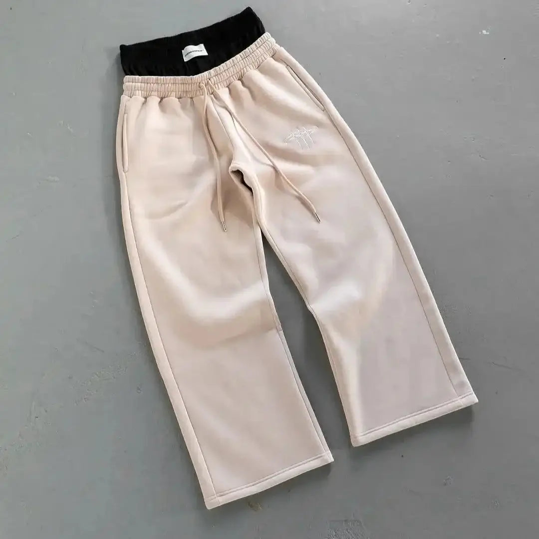 Y2kHarajuku rétro pantalon droit ample hommes pantalon de survêtement pantalon personnalisé jambe fermeture éclair broderie design hip hop pantalons décontractés y2k-outfit